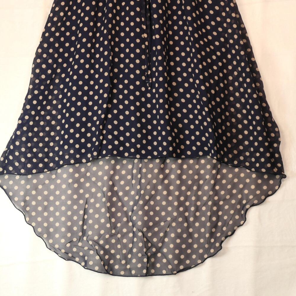 En Focus Dress Womens 8 Blue Polka Dot Hi Low Career Casual 3/4 Slit Sleeve - Picture 6 of 14